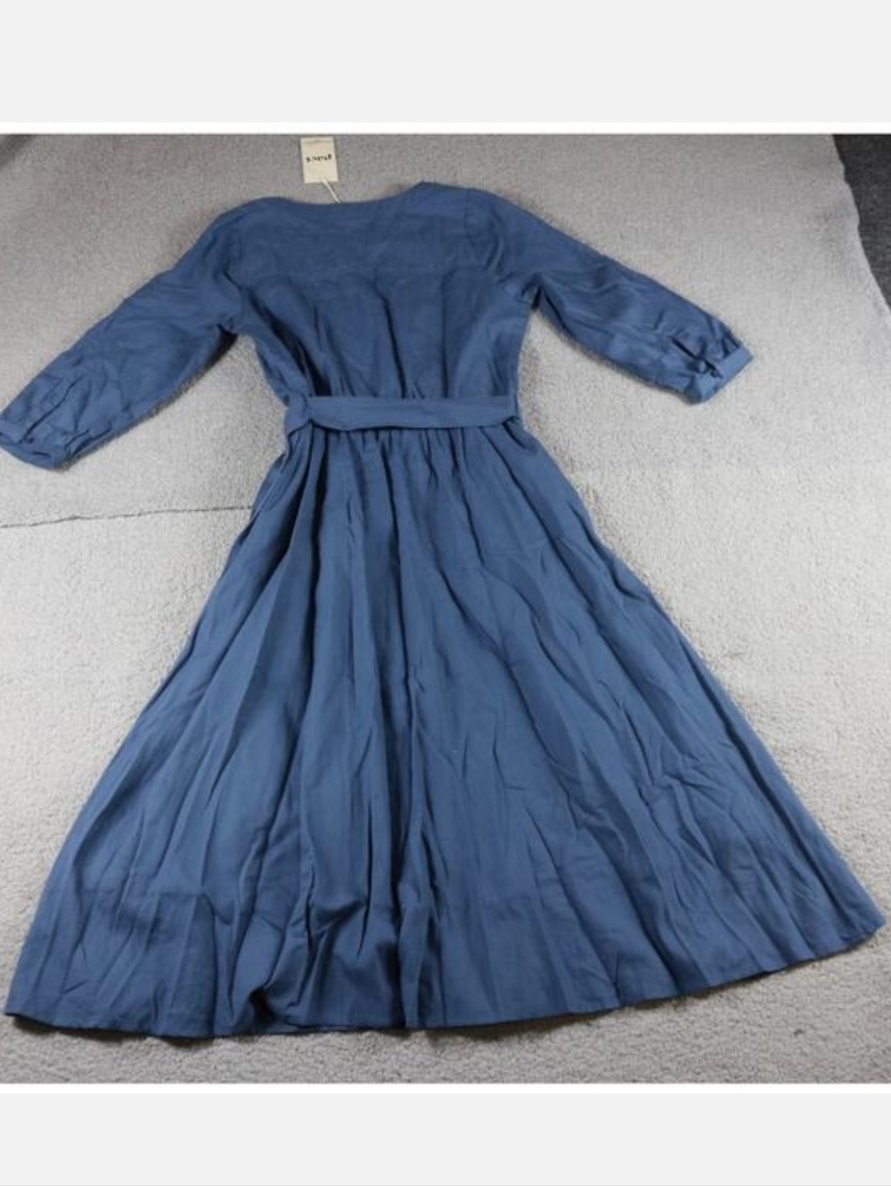Pact Navy Button-Front Midi Dress with Tie Waist - Picture 5 of 6